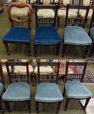 Lot 1309 - A set of five mahogany dining chairs, together with a Victorian balloon back dining chair (6)