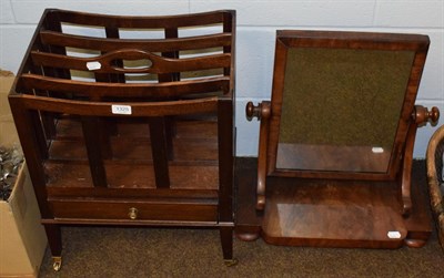 Lot 1325 - A mahogany Canterbury and a Victorian toilet mirror