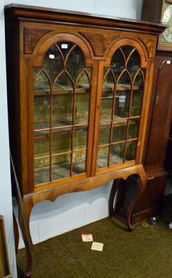 Lot 1328 - A 19th century walbut two drawer glazed display caninet/ bookcase raised on slender cabriole legs