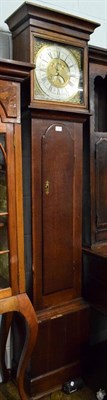 Lot 1329 - An oak thirty hour longcase clock, mid 18th century, 12 inch square brass dial with chapter...