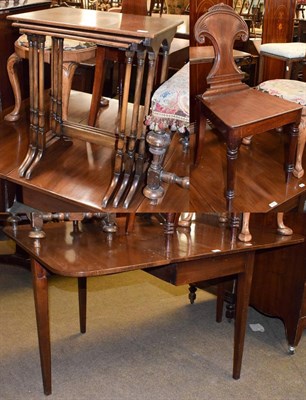 Lot 1350 - A 19th century mahogany gateleg dining table, a mahogany hall chair and a nest of three tables