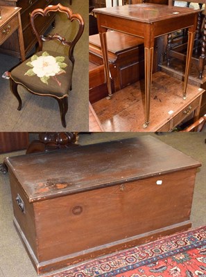 Lot 1361 - An Edwardian mahogany and boxwood strung card or side table, the top inlaid with an urn, on...