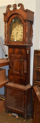 Lot 1371 - ~ An oak and mahogany thirty hour white dial longcase clock,early 19th century