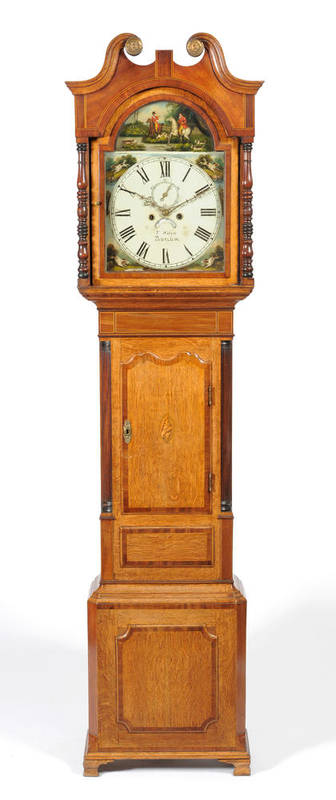 Lot 1079 - An Oak and Mahogany Eight Day Longcase Clock, signed T Wain, Burslem, circa 1830, case with...