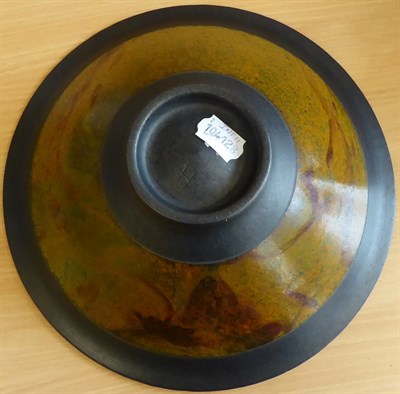 Lot 2008 - Andrew Hill (b.1964): A Hand-Thown Black Body Raku Bowl, with mottled lustre colours, incised...