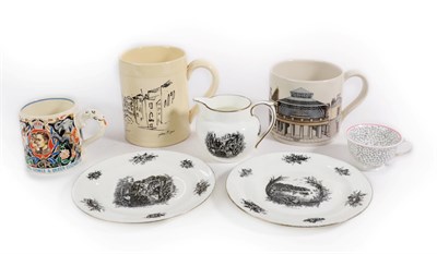 Lot 2015 - John Piper for Fulham Pottery Ltd: A Tankard, black printed with buildings, impressed FULHAM...