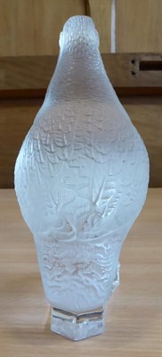 Lot 2020 - A Lalique Crystal Clear and Satin Glass Pedrix Debout Partridge, standing, engraved signature, 17cm