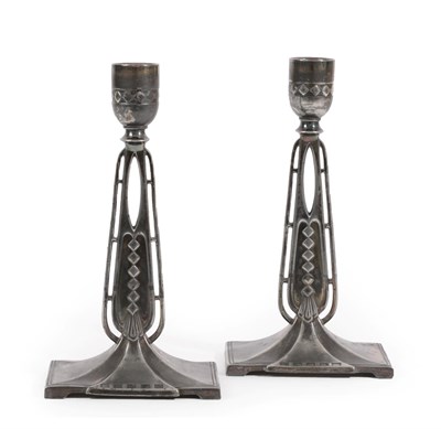 Lot 2029 - A Pair of Jugendstil WMF (Wurttembergische Metallwarenfabrik) Silver Plated Candlesticks, model...