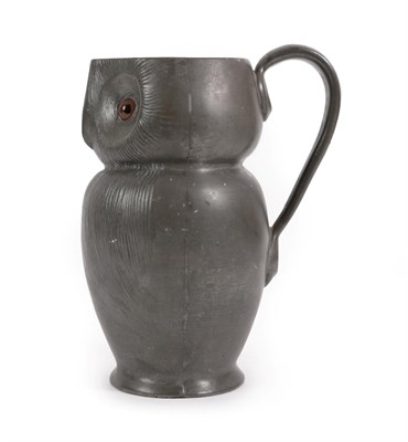 Lot 2031 - A Liberty & Co, London English Pewter Owl Jug, circa 1902, cast in the form of an owl with...