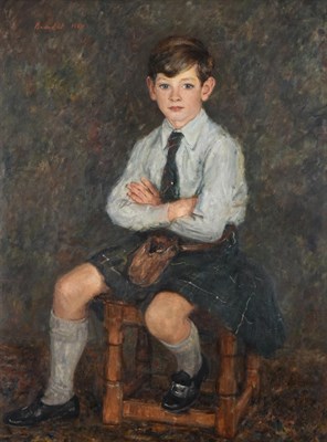 Lot 2037 - Reginald Grange Brundrit RA, ROI (1883-1960) Portrait of John, son of W Becket Henderson Esq Signed