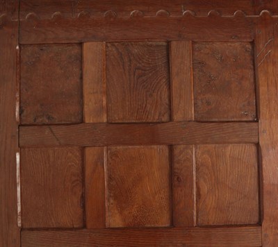 Lot 2038 - Robert Mouseman Thompson (1876-1955): An English Oak Panelled Double Wardrobe, 1930's, with...