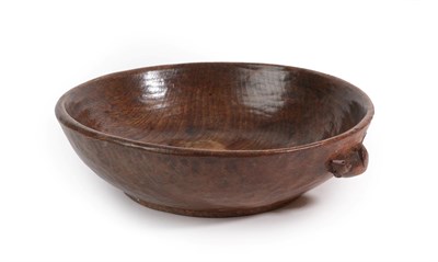 Lot 2047A - Robert Mouseman Thompson (1876-1955): An English Oak Circular Fruit Bowl, circa 1930s, tooled...
