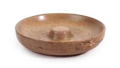 Lot 2047C - Robert Mouseman Thompson (1876-1955): An English Oak Nut Bowl, with raised centre, with carved...