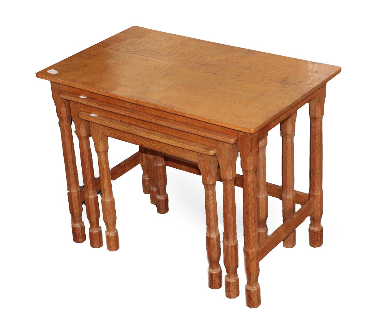 Lot 2085 - Foxman: A Don Craven (Boroughbridge): An English Oak Nest of Three Tables, each on four turned...