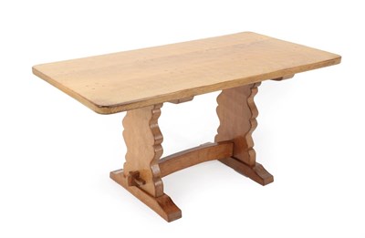 Lot 2088 - A Sid Pollard of Thirsk English Oak 5ft Refectory Table, the rectangular top on two shaped supports