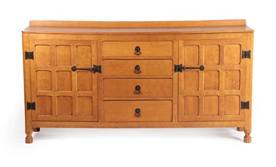 Lot 2090 - Squirrelman: A Wilfrid Hutchinson (Husthwaite) English Oak Panelled Sideboard, 1969, with...