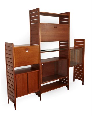 Lot 2099 - Two Groups of Teak Staples Ladderax Sectional Modular Adjustable Shelving Units, consisting of...