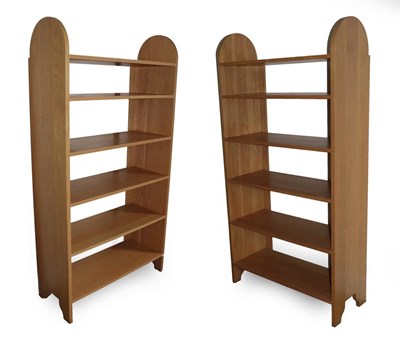 Lot 2102 - A Pair of Modern Shaker Bookcases, circa 2000, each with two shaped uprights and six fixed shelves