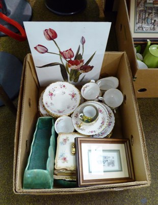 Lot 383 - Seven boxes of various household ceramics and glass; tea and dinner wares; jugs; drinking...