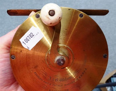 Lot 3003 - A 4 1/2'' Dia Brass Crankwind Reel By  A&G Wilson, Edinburgh