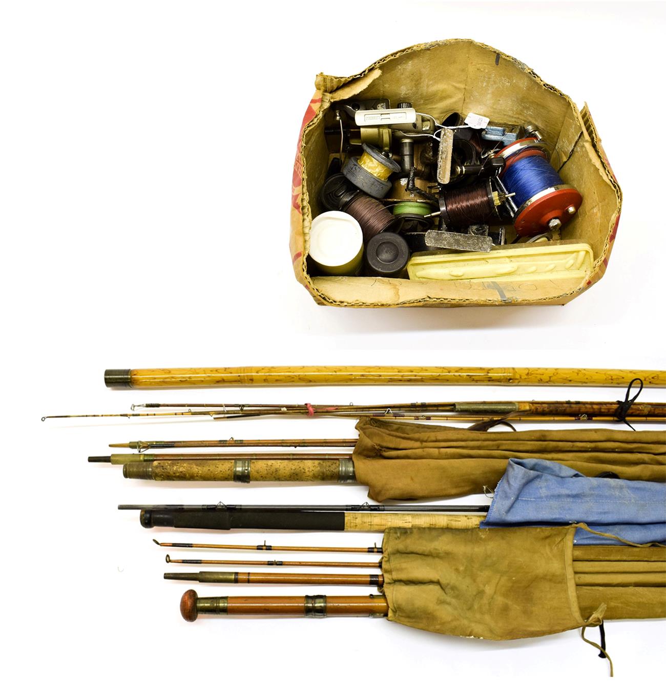Lot 3006 - A Collection Of Six Assorted Rods plus rod parts by various makers along  with an Ogden Smith...