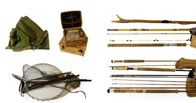 Lot 3008 - A Collection Of Various Fishing Related Items including eleven  Fly and Spinning rods by Hardy,...