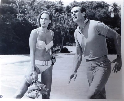 Lot 3016 - James Bond 007 Dr No Four Lobby Cards (all worn) together with two b/w 10x8 stills with cast...