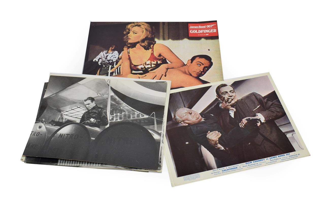 Lot 3021 - James Bond 007 Goldfinger Colour Lobby Cards a set of eight, together with various b/w stills three