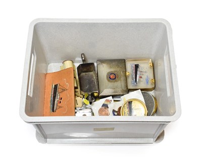 Lot 3065 - Cunard Line Group three acrylic boxes, three compacts, storage box RMS Carintha, clothes brush,...