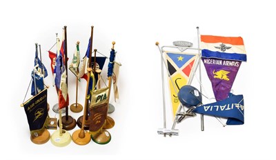 Lot 3144 - Airline Desk Flags And Pennants including Air France, ElAl, PIA, Air India, Swiss Air,...