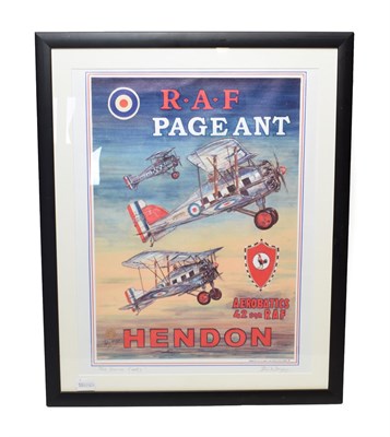Lot 3150 - Phil May (b.1925) Signed Giclee Poster Print RAF Pageant Hendon 1924, Gloster Gamecocks 42 Sqn....
