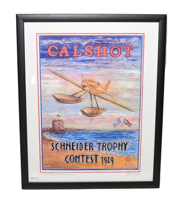 Lot 3151 - Phil May (b.1925) Signed Giclee Poster Print Gloster Golden Arrow CALSHOT Schneider Trophy 1929...