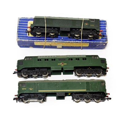 Lot 3183 - Hornby Dublo 3 Rail Diesel Locomotives Co-Bo BR D5713 (G) and L30 1,000bhp BR D8000 (G box...