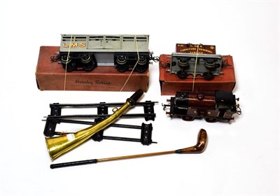 Lot 3197 - Hornby O Gauge C/w 0-4-0T LMS 2270 Locomotive (G) No.2 Cattle truck LMS and Flat truck with...