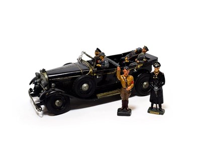 Lot 3210 - TippCo Hitler Mercedes black with four seated composition figures and two reproduction cast...