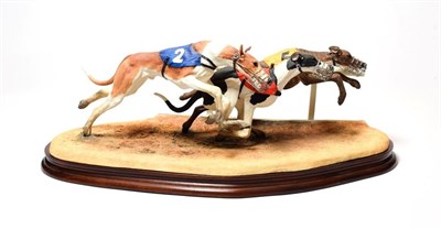 Lot 9 - Border Fine Arts 'A Night at the Dogs' (Greyhounds), model No. B0905 by Margaret Turner,...