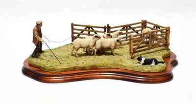 Lot 12 - Border Fine Arts 'Anxious Moment' (Penning Sheep), model No. B0584 by Ray Ayres, limited...