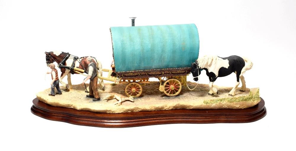 Lot 14 - Border Fine Arts 'Arriving at Appleby Fair' (Bow Top Wagon and Family), model No. B0402 by Ray...