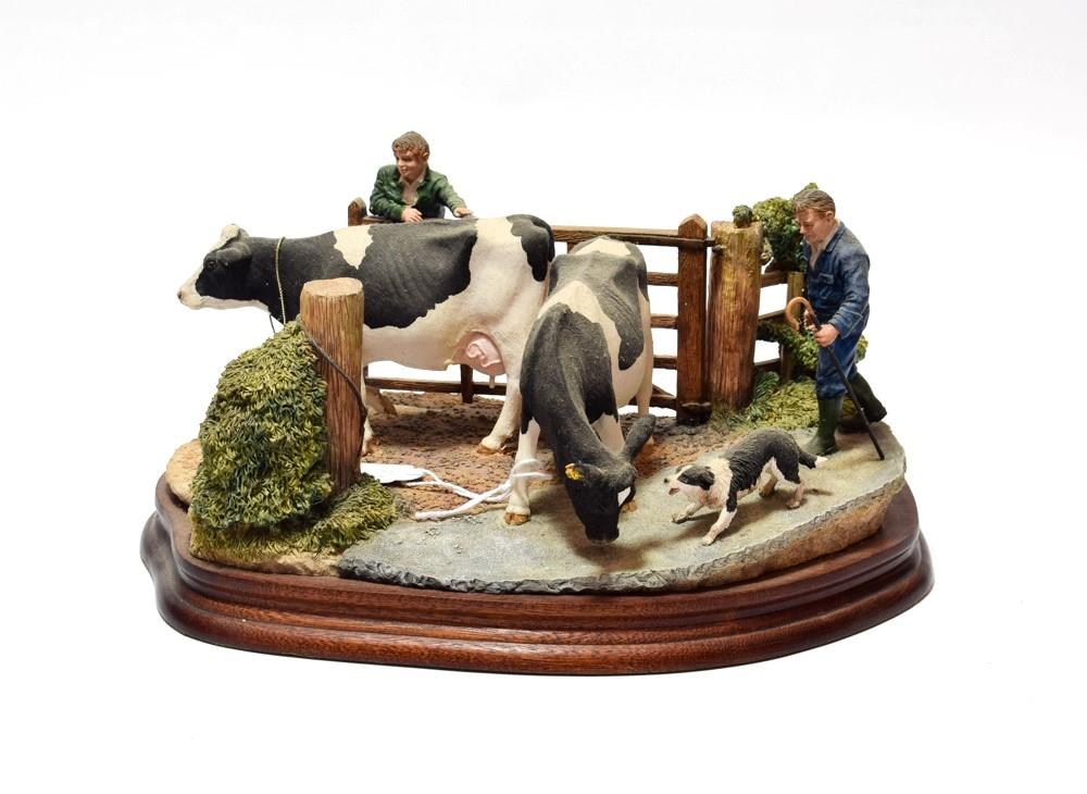 Lot 27 - Border Fine Arts 'Bringing In' (Holstein Friesian Dairy Cows and Border Collie), model No. B1049 by