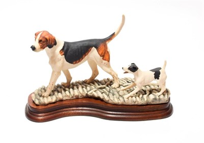 Lot 103 - Border Fine Arts 'Old English Foxhound and Short Haired Fox Terrier', model No. L91 by Mairi...