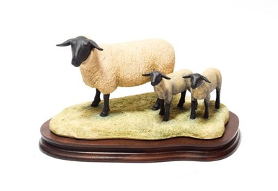Lot 132 - Border Fine Arts 'Suffolk Ewe and Lambs' (Style One), model No. L87 by Ray Ayres, limited...