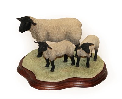 Lot 133 - Border Fine Arts 'Suffolk Ewe and Lambs' (Style Three), model No. B0778 by Jack Crewdson,...
