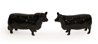 Lot 186 - Beswick Cattle Comprising: Aberdeen Angus Bull, model No. 1562 and Aberdeen Angus Cow, model...