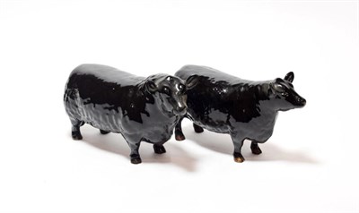 Lot 187 - Beswick Cattle Comprising: Aberdeen Angus Bull, model No. 1562 and Aberdeen Angus Cow, model...
