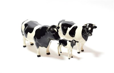 Lot 190 - Beswick Cattle Comprising: Friesian Bull Ch. ''Coddington Hilt Bar'', model No. 1439A, Friesian Cow
