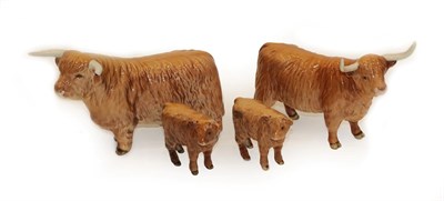 Lot 195 - Beswick Cattle Comprising: Highland Bull, model No. 2008, Highland Cow, model No. 1740 and Highland