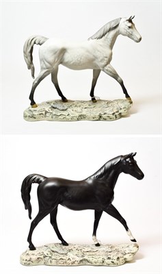 Lot 201 - Beswick Connoisseur Horses 'Moonlight', grey matt and 'Nightshade', black matt, both model No. 2617