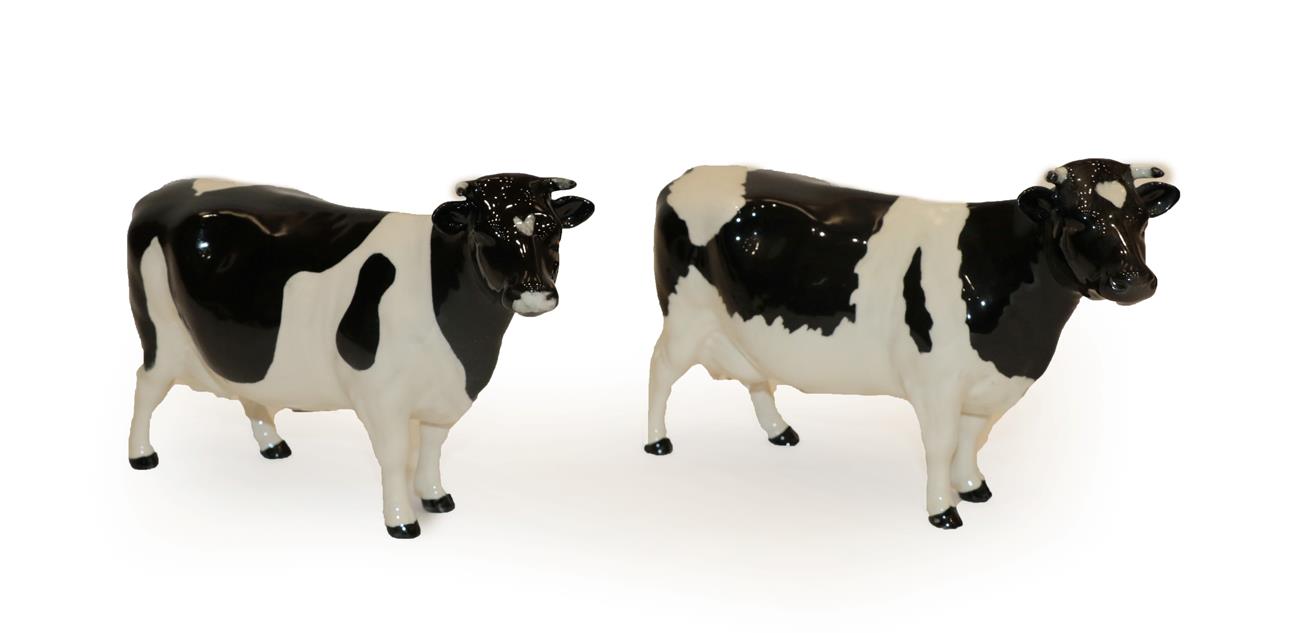 Lot 205 - Beswick Friesian Cow Ch. ''Claybury Legwater'', model No. 1362A, black and white gloss;...