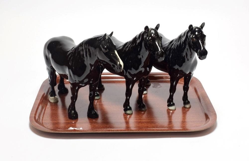 Lot 221 - Beswick Horses Comprising: Fell Pony ''Dene Dauntless'', model No. 1647; another; and a Dales...
