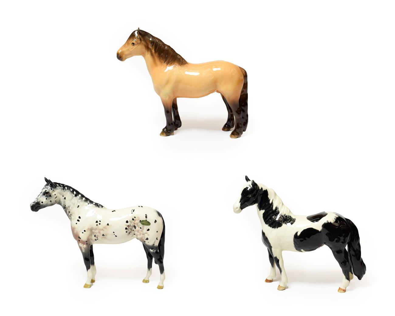 Lot 222 - Beswick Horses Comprising: Highland Pony ''Mackionneach'', model No. 1644, Dun gloss, Pinto...